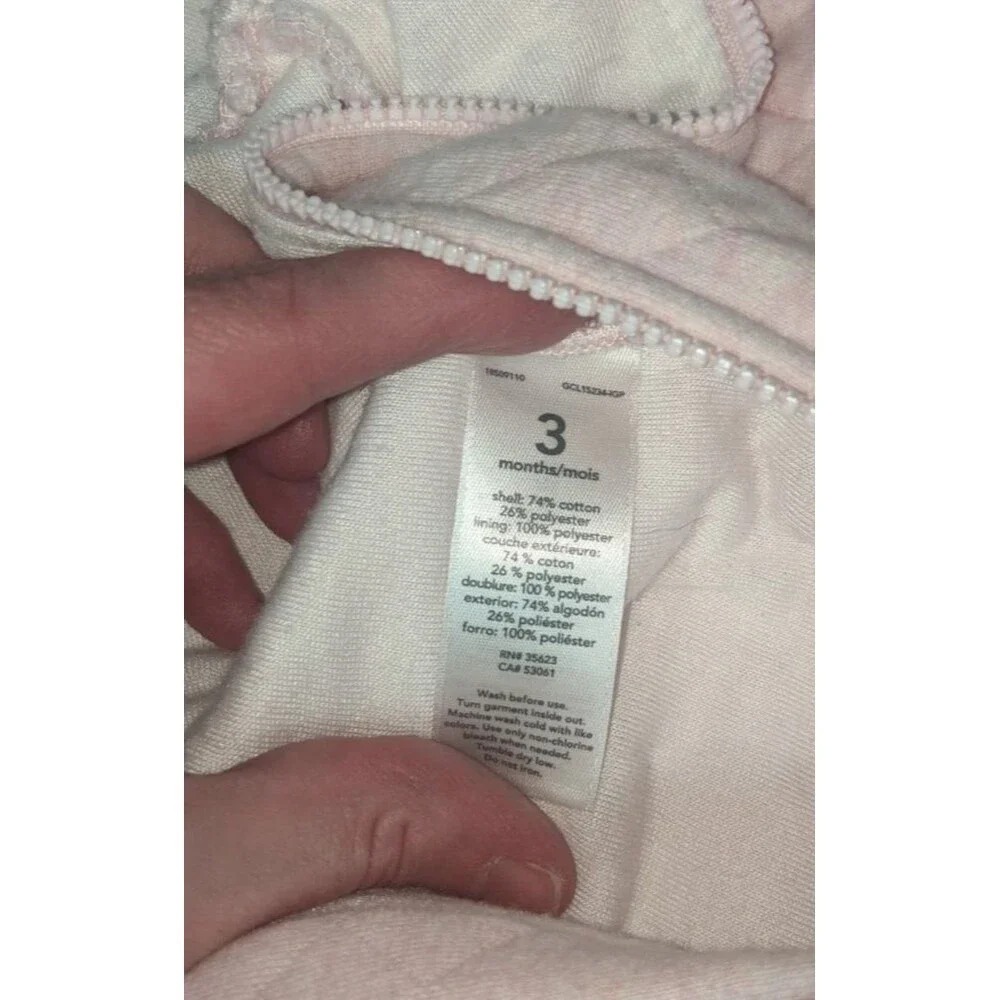 Carter's Snowsuit Sz 3 Months Baby Girl's Pink Quilted Snap Button Zipper Winter